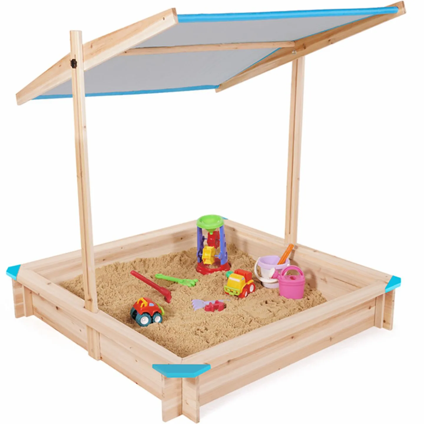 Bac à sable en bois avec toit refermable*IDMarket Outlet