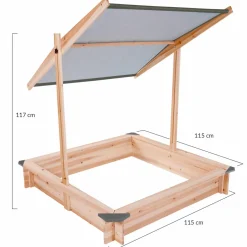 Bac à sable en bois avec toit gris refermable*IDMarket Outlet