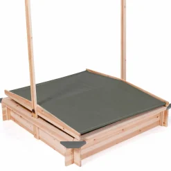 Bac à sable en bois avec toit gris refermable*IDMarket Outlet