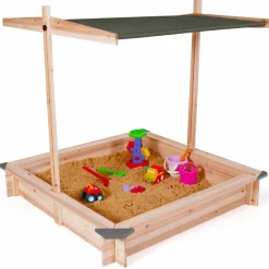 Bac à sable en bois avec toit gris refermable*IDMarket Outlet