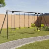 Balançoire verte avec 4 agrès pour 6 enfants*IDMarket Outlet