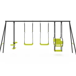 Balançoire verte avec 4 agrès pour 6 enfants*IDMarket Outlet