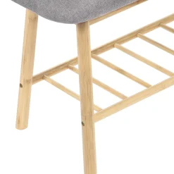 Banc bambou tissu gris style scandinave*IDMarket Best