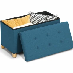 Banc coffre bleu canard 76 cm*IDMarket Outlet