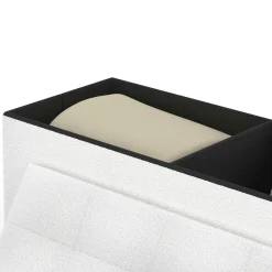 Banc coffre rangement pieds métal noir 100 cm tissu bouclette blanc*IDMarket Outlet