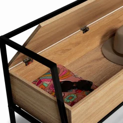 Banc d'entrée industriel bois et noir*IDMarket