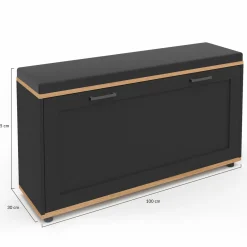 Banc d'entrée noir avec coussin et rangement chaussures*IDMarket Hot