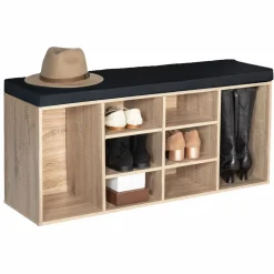 Banc d’entrée range chaussures bois imitation hêtre*IDMarket Outlet