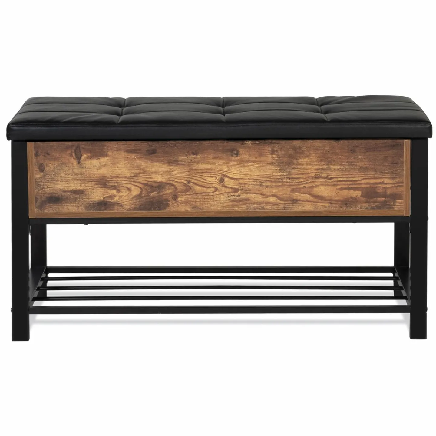 Banquette coffre de rangement bois et métal*IDMarket Online