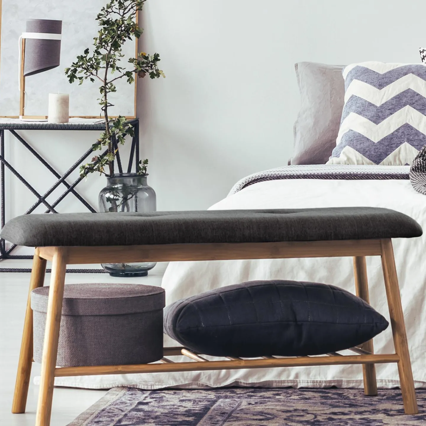 Banquette d'entrée style scandinave gris anthracite*IDMarket Sale