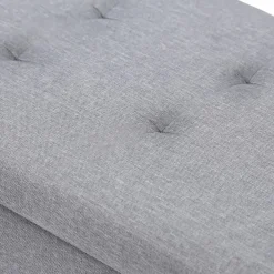 Banquette rangement tissu gris clair en lin*IDMarket Outlet
