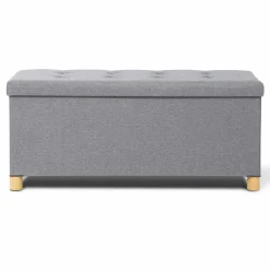 Banquette rangement tissu gris clair en lin*IDMarket Outlet