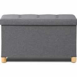 Banquette rangement tissu gris anthracite en lin*IDMarket Clearance