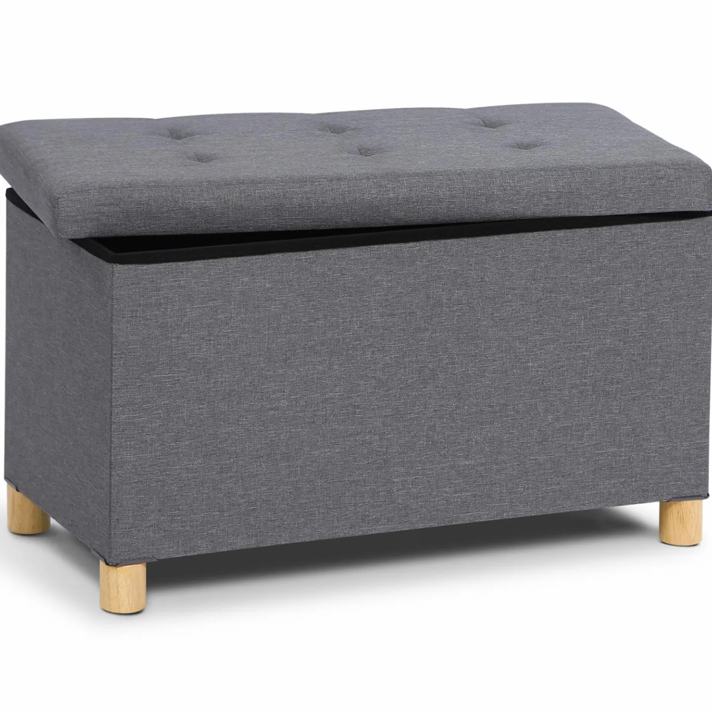 Banquette rangement tissu gris anthracite en lin*IDMarket Clearance