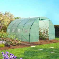 Bâche de rechange pour serre tunnel 12m² verte*IDMarket Clearance