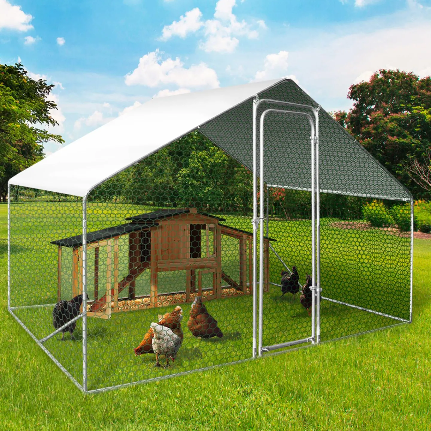 Bâche imperméable blanche pour poulailler de 6 à 24 m2*IDMarket