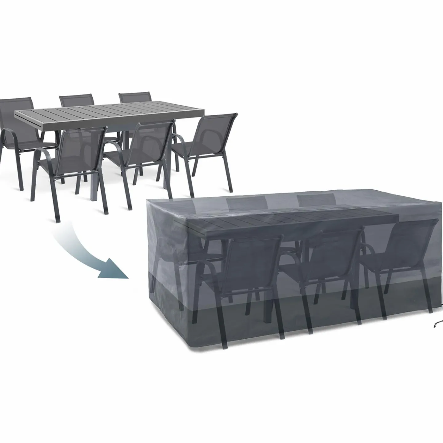 Bâche table de jardin rectangulaire imperméable grise et noire*IDMarket Outlet