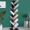 Bibliothèque arbre bois noir et façon hêtre 10 niveaux*IDMarket Sale