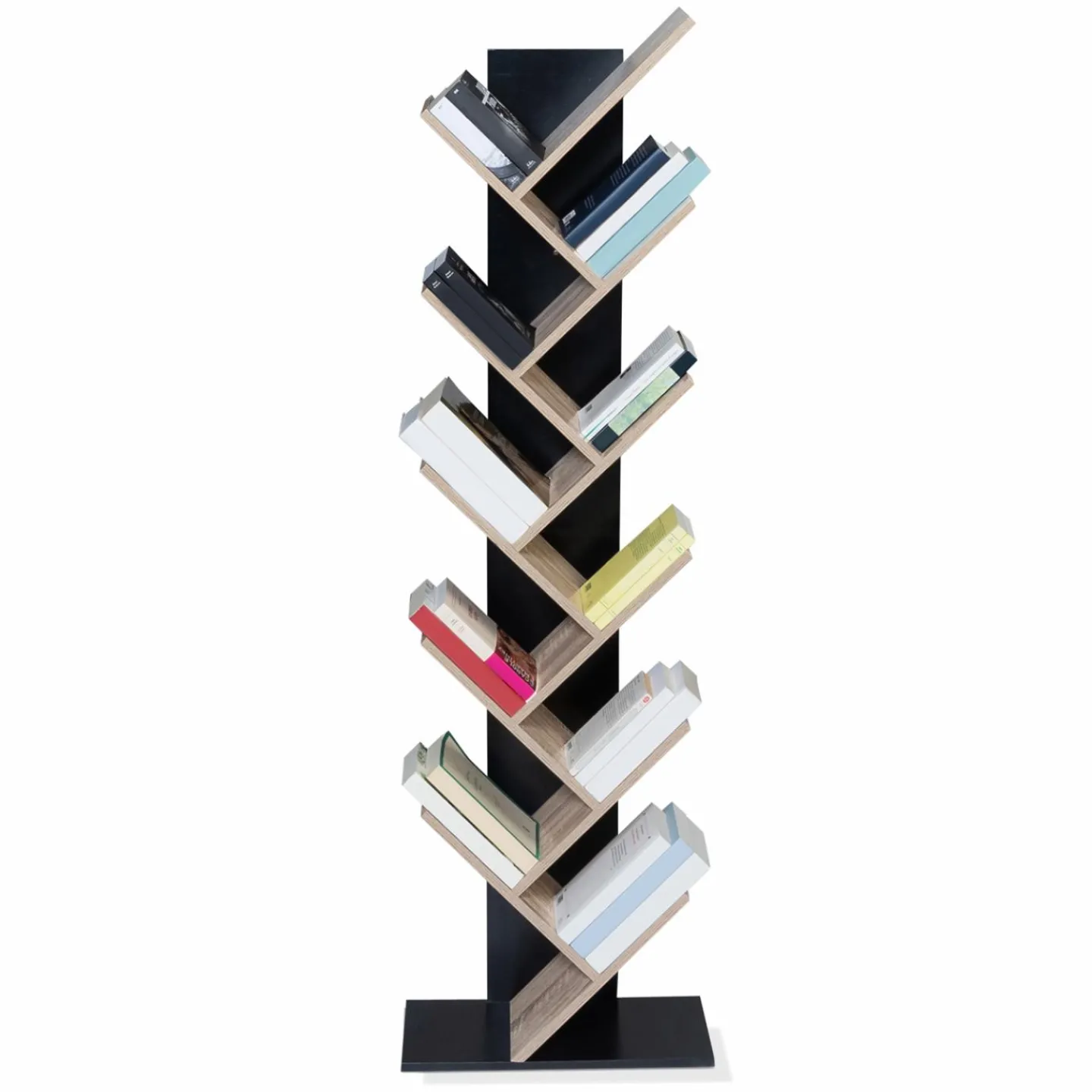 Bibliothèque arbre bois noir et façon hêtre 10 niveaux*IDMarket Sale