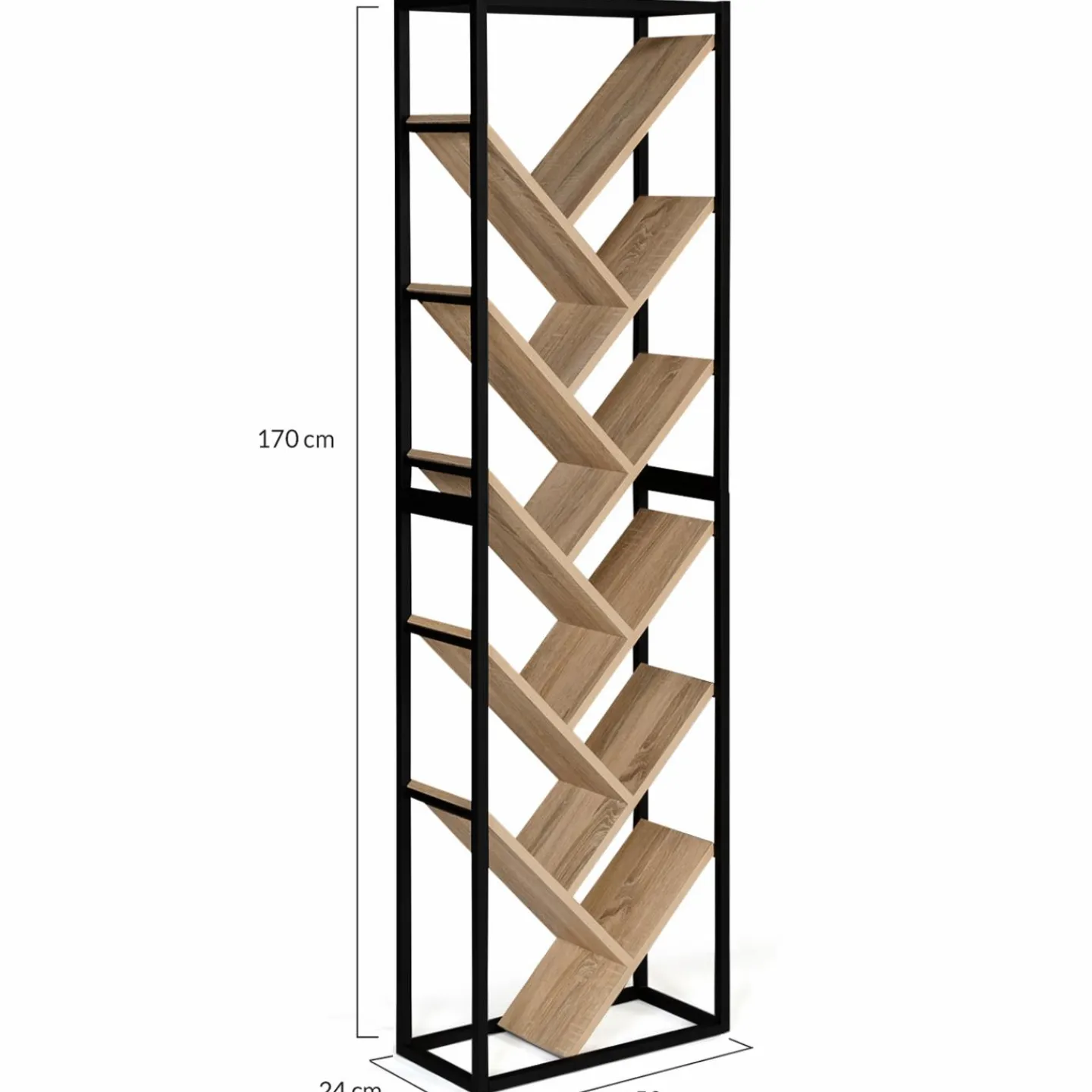 Bibliothèque arbre style industriel bois et métal 10 niveaux*IDMarket Discount