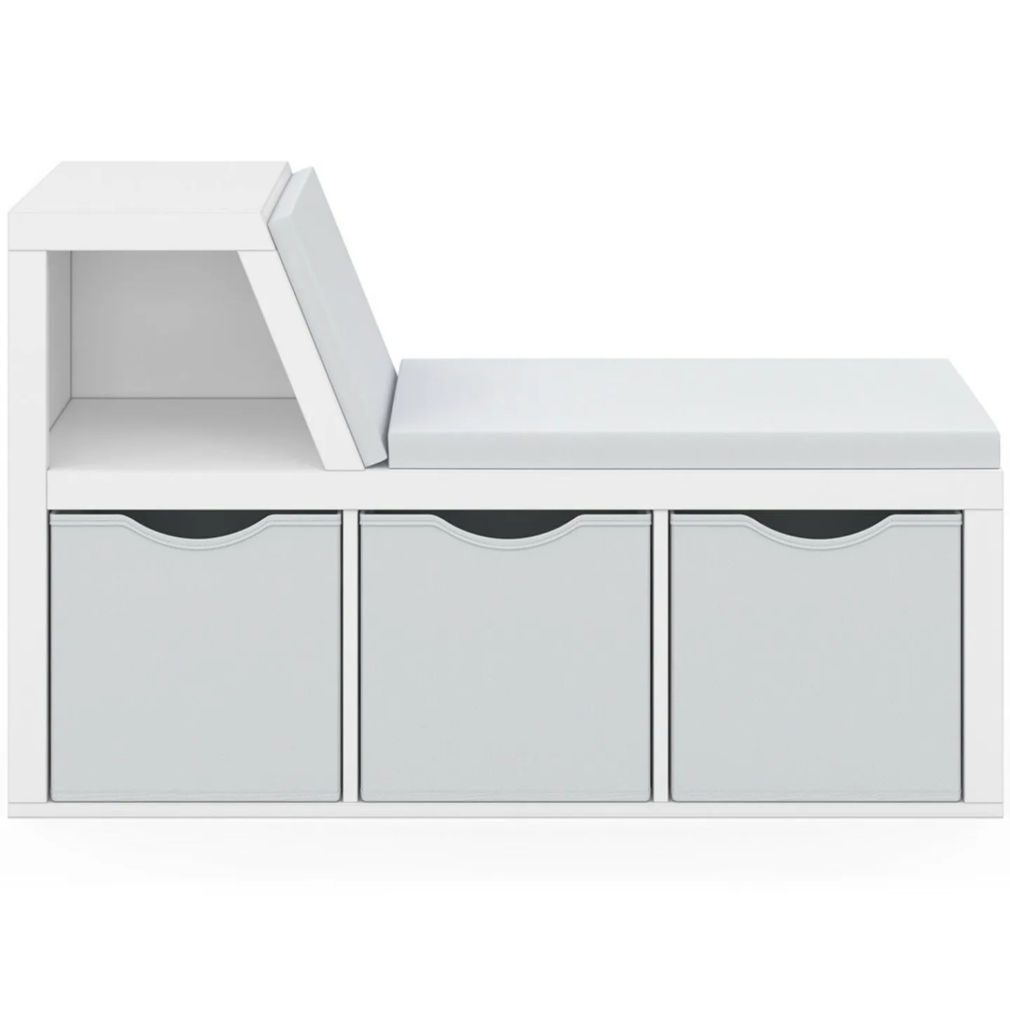 Bibliothèque banc blanche bacs en tissu*IDMarket Outlet