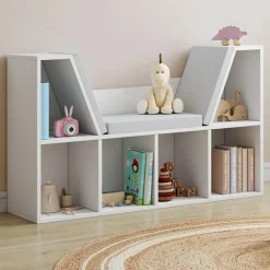 Bibliothèque banc blanche 6 cases*IDMarket Discount