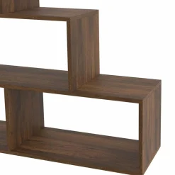 Bibliothèque escalier bois effet noyer 6 cases*IDMarket New