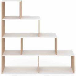 Bibliothèque escalier bois et blanc 6 cases*IDMarket Clearance