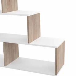 Bibliothèque escalier bois et blanc 6 cases*IDMarket Clearance