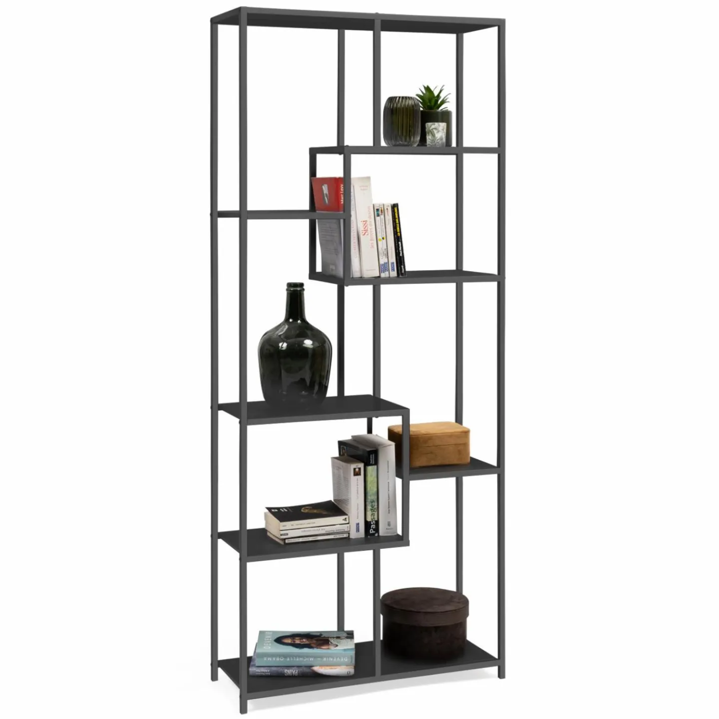 Bibliothèque industrielle métal noir mat*IDMarket Best