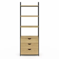 Bibliothèque industrielle 4 niveaux 3 tiroirs*IDMarket New