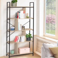 Bibliothèque style industriel bois et métal 5 niveaux*IDMarket New