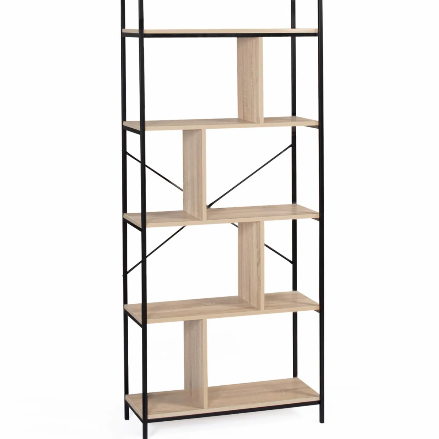 Bibliothèque style industriel bois et métal 5 niveaux*IDMarket New