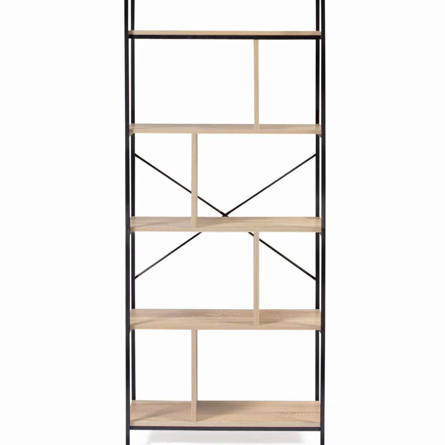 Bibliothèque style industriel bois et métal 5 niveaux*IDMarket New