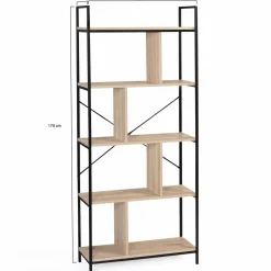 Bibliothèque style industriel bois et métal 5 niveaux*IDMarket New