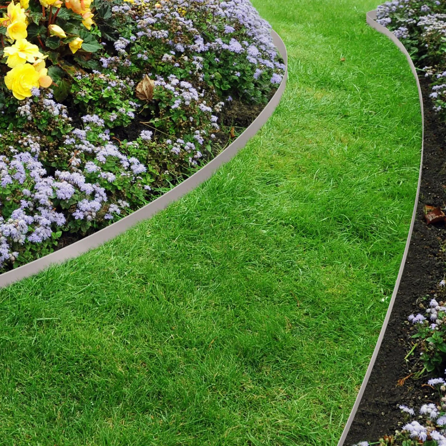 Bordure de jardin flexible grise*IDMarket New