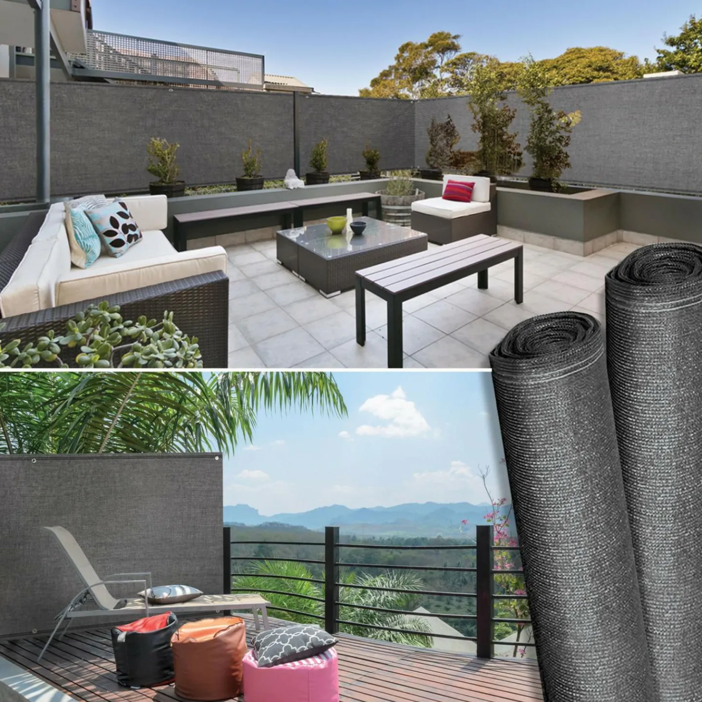 Brise vue 1,2 m x 10 m gris anthracite occultant 300 g m²*IDMarket Sale