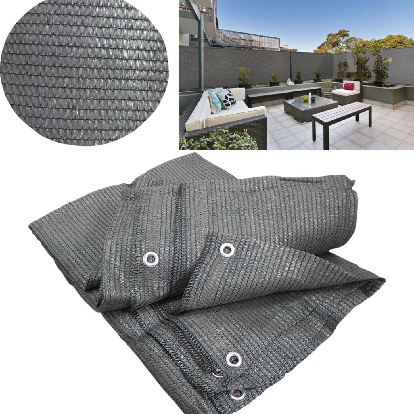 Brise vue 1,80 m x 10 m gris occultant 90 g m²*IDMarket Sale
