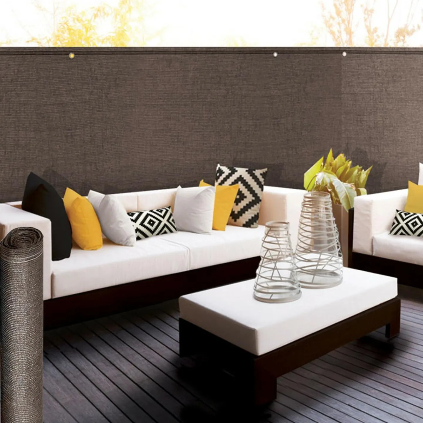 Brise vue 1,8 m x 10 m taupe occultant 220 g m²*IDMarket Discount