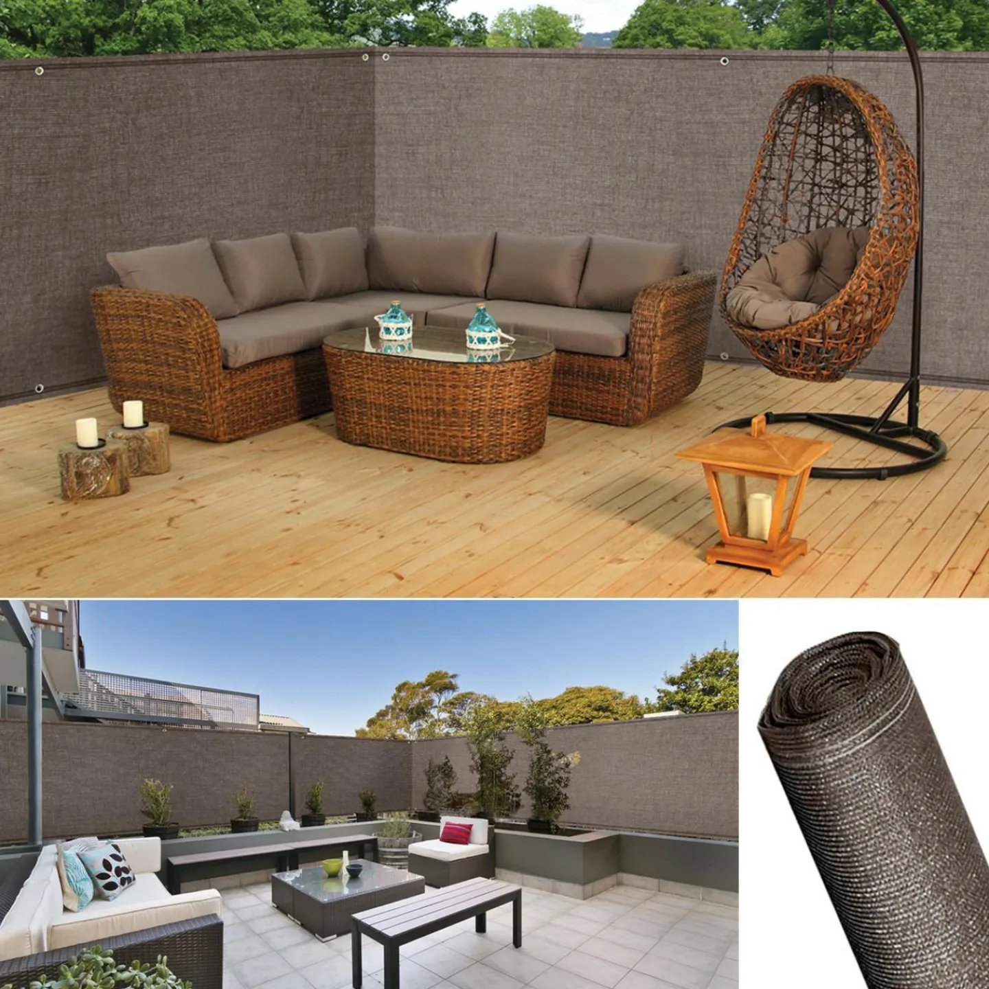 Brise vue 1,8 m x 10 m taupe occultant 220 g m²*IDMarket Discount