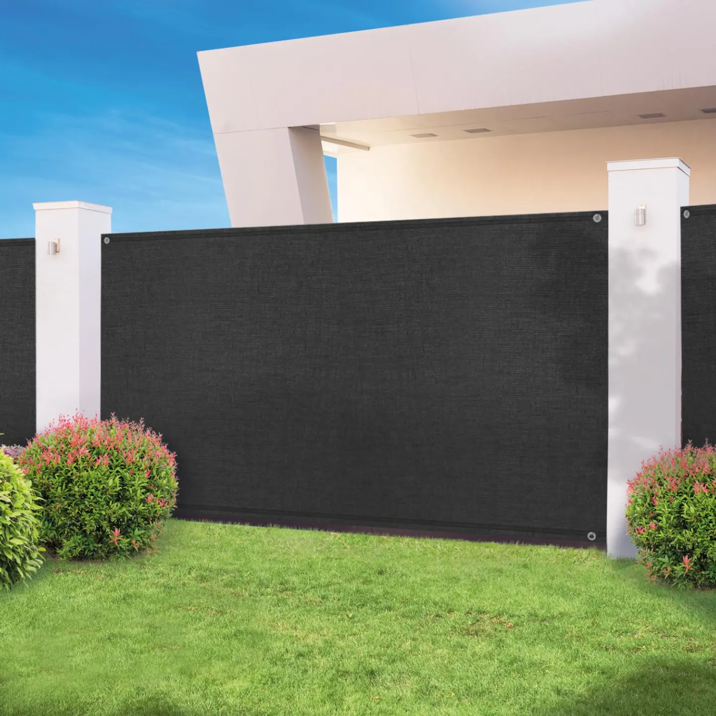 Brise vue 1,8 m x 10m noir occultant 300 g m²*IDMarket