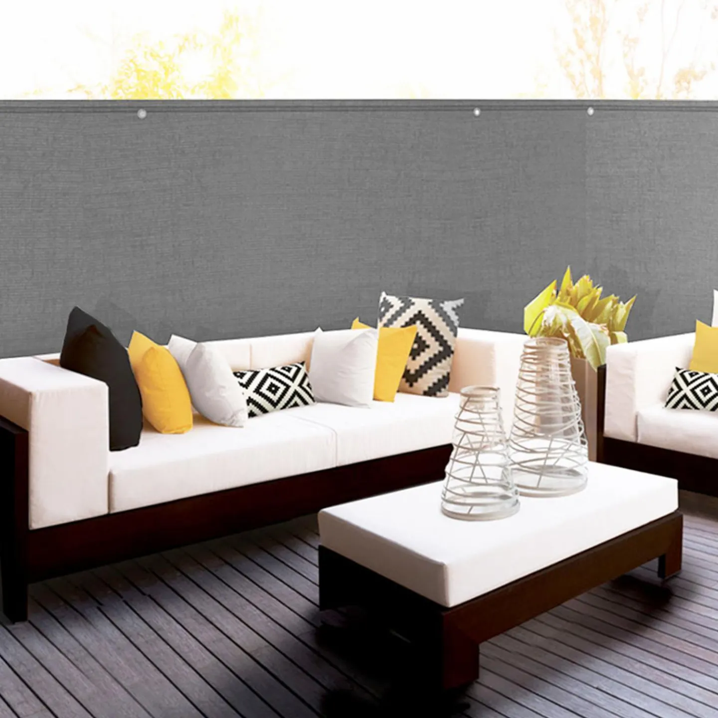 Brise vue gris clair 1,5 m x 10 m occultant 220 g/m²*IDMarket Best