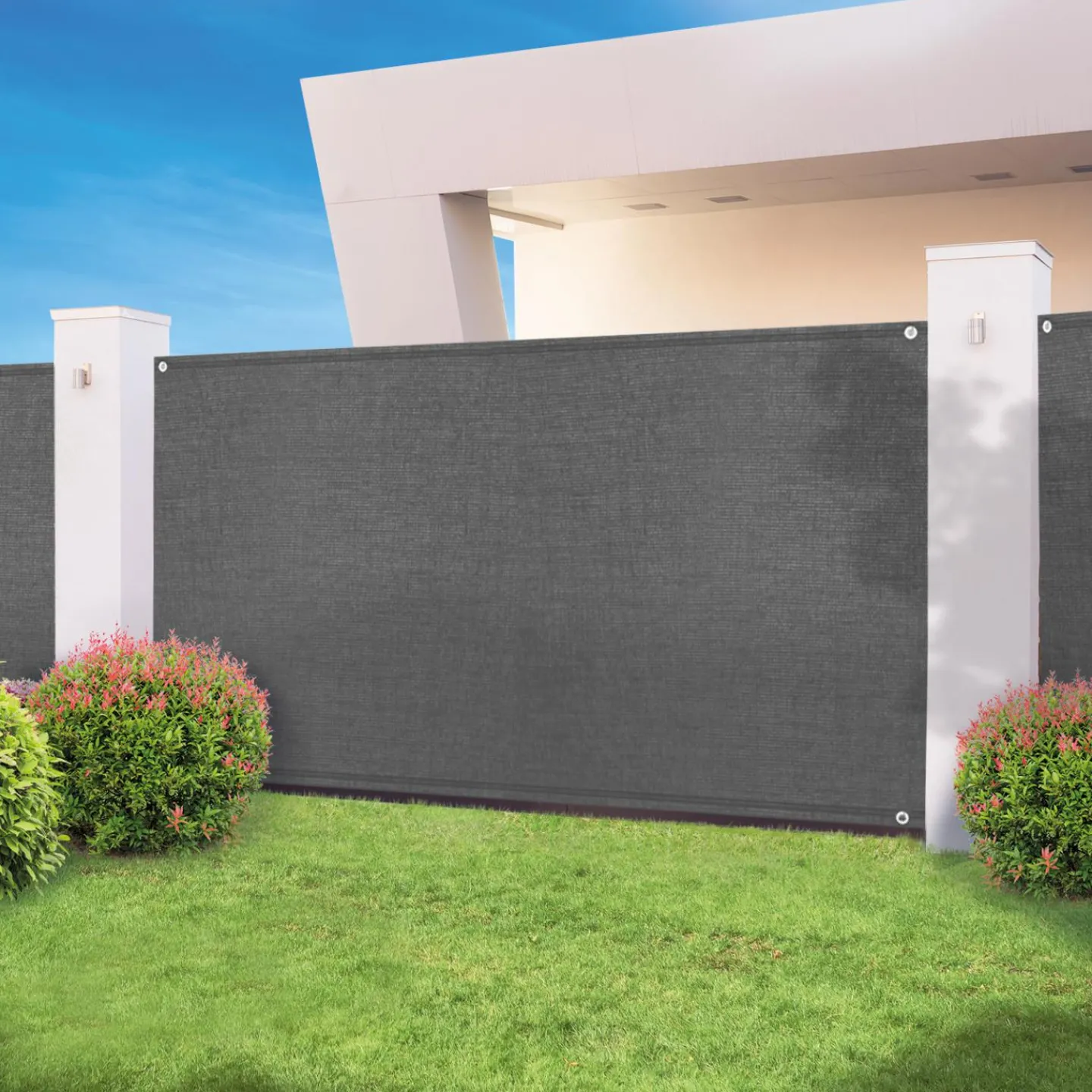 Brise vue gris 1m x 10 m occultant 300 g/m²*IDMarket Discount