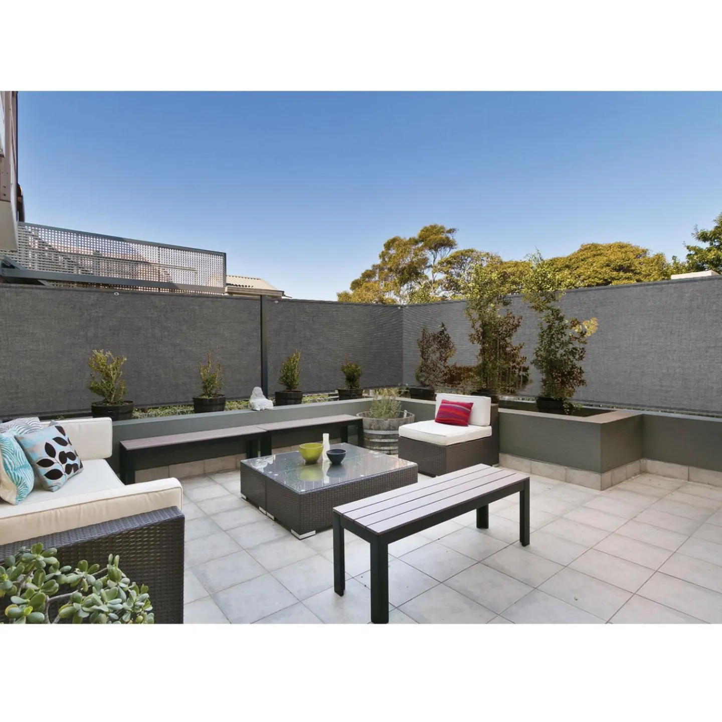 Brise vue gris 1,2m x 10m occultant 220g m²*IDMarket Clearance