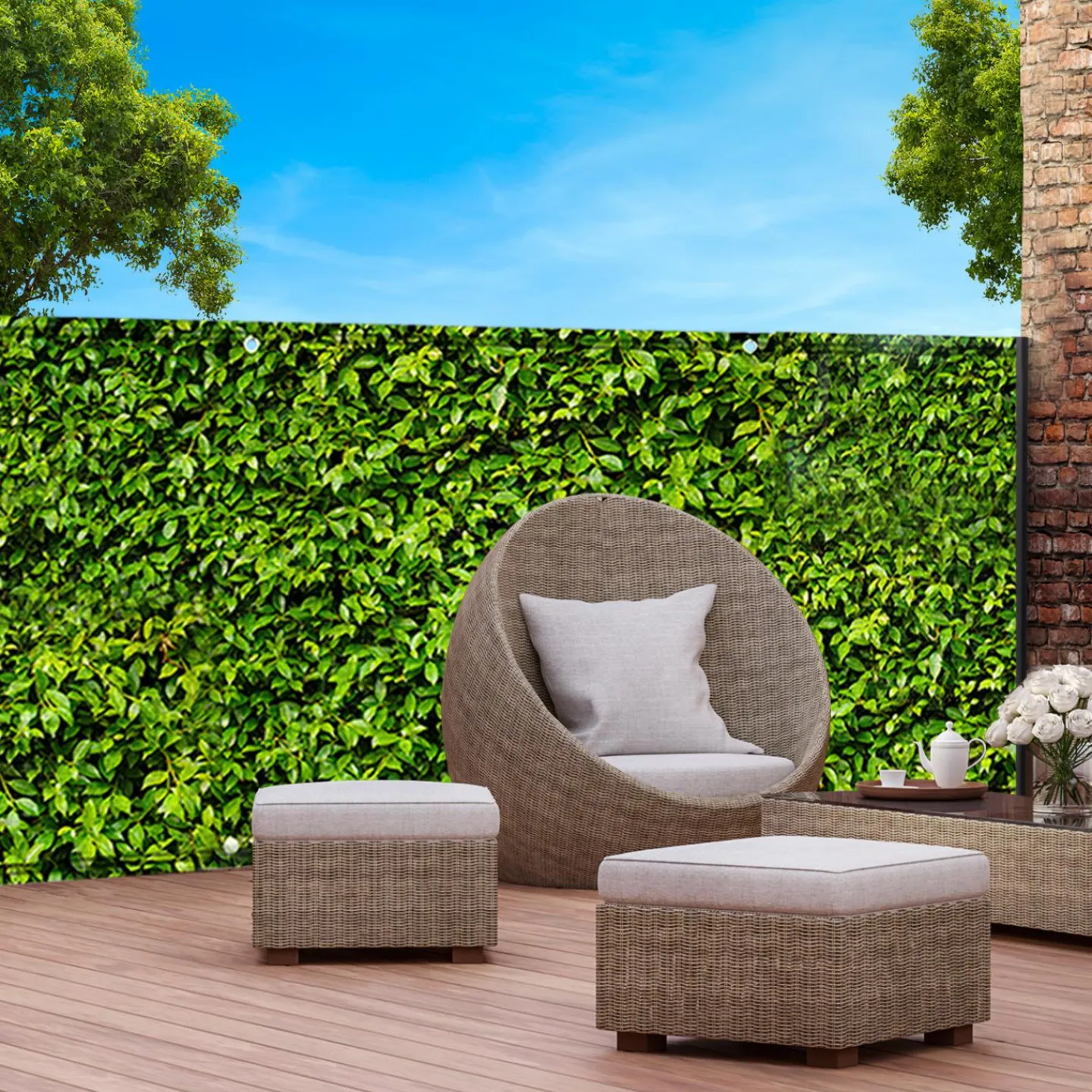 Brise vue imitation feuillage 2 x 10 m*IDMarket