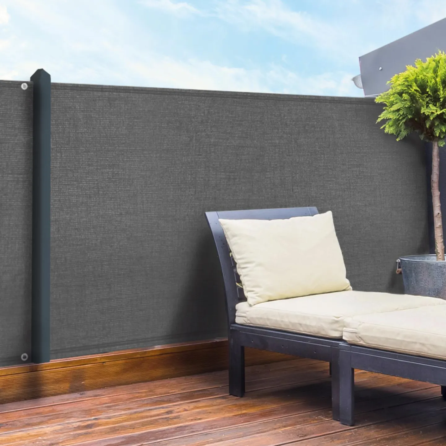 Brise vue 1,5m x 10m gris occultant 90g m²*IDMarket Online