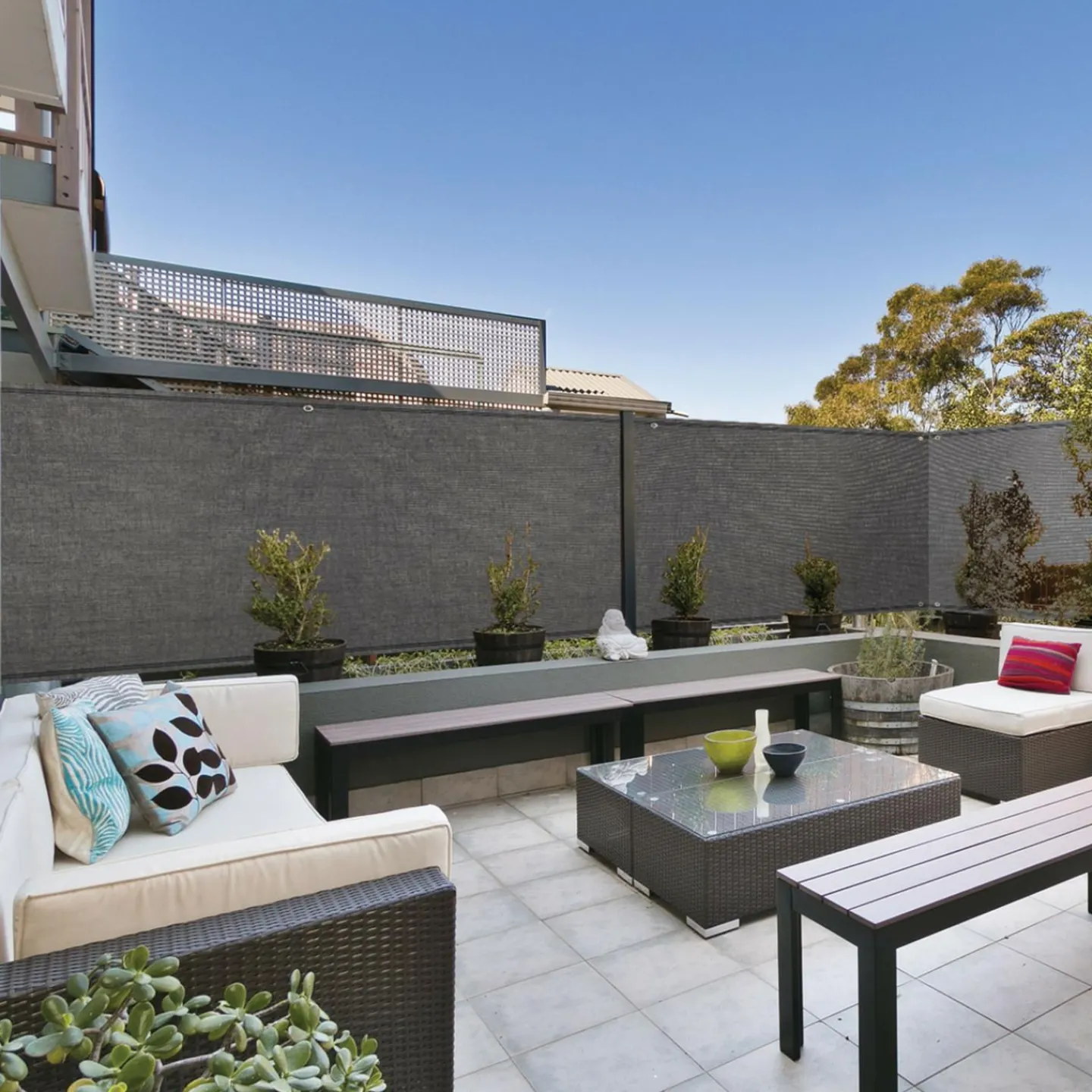 Brise vue 1,8m x 10m gris occultant 220g m2*IDMarket Best