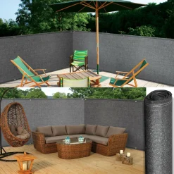 Brise vue 1M x 10M gris occultant 220g m²*IDMarket Outlet