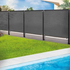 Brise vue 2m x 10m gris occultant 220g m²*IDMarket Online