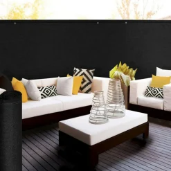 Brise vue 1,5m x 10m noir occultant 220g m²*IDMarket Outlet